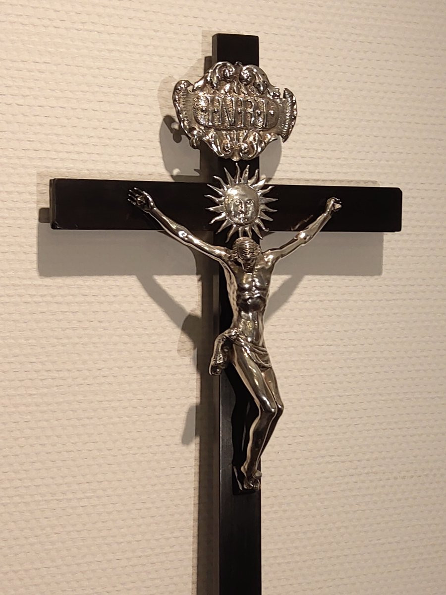 Crucifix In Ebony And Silver, Probably From Mechelen Around 1700-photo-3